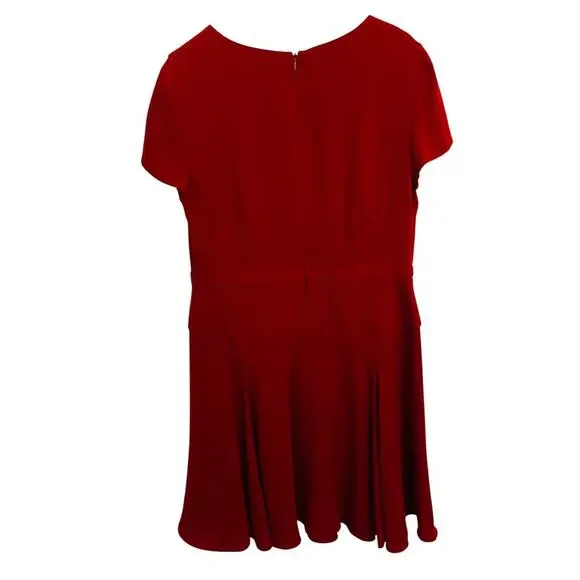 Diane von Furstenberg Raizel Fit & Flare Crepe Dress size 14 Red Office - Picture 10 of 12